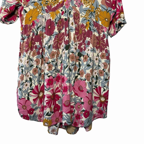 Natural Life Stella Floral Babydoll Mini Dress XS S Boho Cottagecore Pockets - Picture 11 of 13